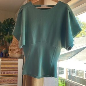 Women’s Zara Seafoam Green Kimono Sleeve Top Knit Shirt fitted waist, size Large